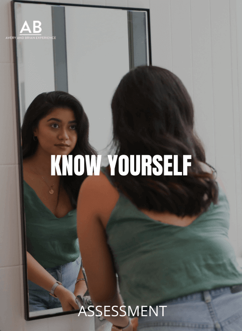 A girl looking at herself in mirror - Know Yourself